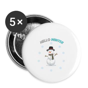 Hello Winter Snowman Charm - Buttons klein 25 mm (5er Pack) - Weiß - Vorne