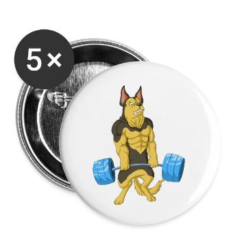 Berger allemand Haltérophilie - Lot de 5 petits badges (25 mm) - blanc - Devant