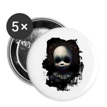 Visage de poupée cassé - Lot de 5 petits badges (25 mm) - blanc - Devant