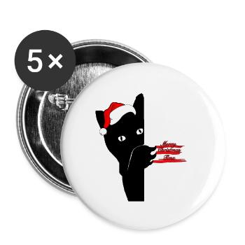 Chat de Noël - Lot de 5 petits badges (25 mm) - blanc - Devant