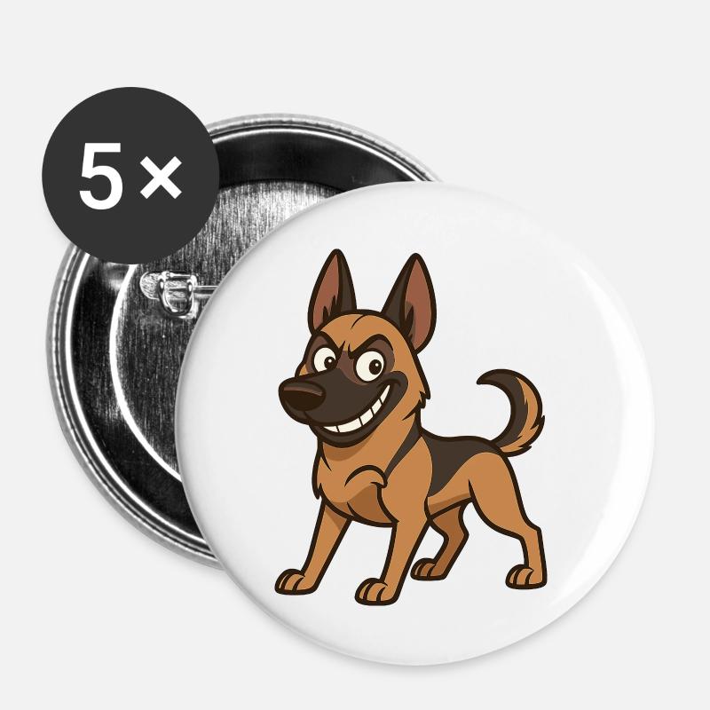 Naughty Malinois Comic Dog - Buttons small 1''/25 mm (5-pack) - white