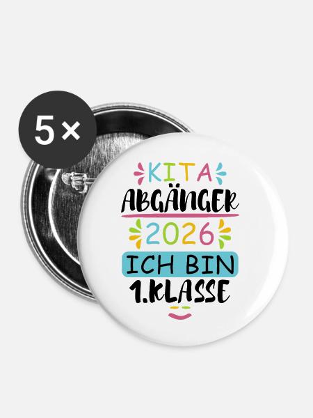 Kita Abgänger 2026 - Buttons klein 25 mm (5er Pack) - Weiß