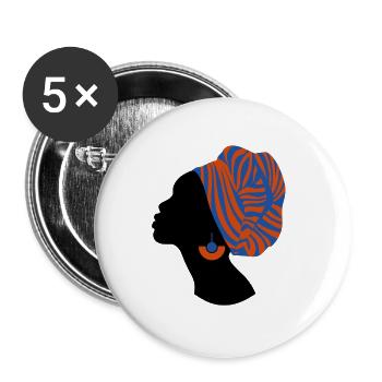 African Woman Traditional Design Africa - Buttons small 1''/25 mm (5-pack) - white - Front