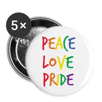 Arc-en-ciel Paix Amour Fierté - Lot de 5 petits badges (25 mm) - blanc - Devant