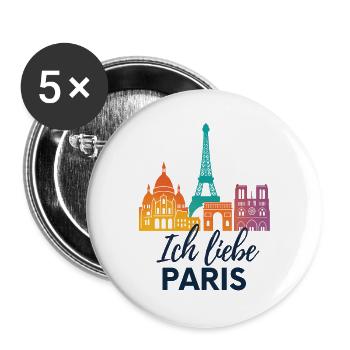I love Paris – colorful skyline - Buttons small 1''/25 mm (5-pack) - white - Front