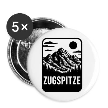 Zugspitze Berg Allemagne - Lot de 5 petits badges (25 mm) - blanc - Devant