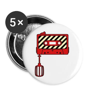 Mixtape vs. Mixer – Retro Musik Kult Design - Buttons klein 25 mm (5er Pack) - Weiß - Vorne