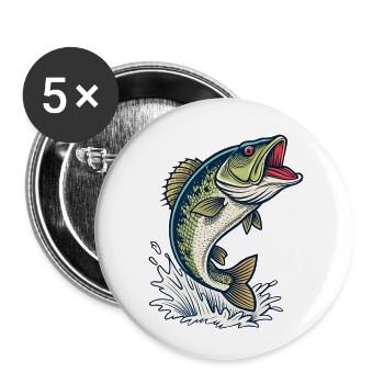 Bass Splash Angeln Illustration - Buttons klein 25 mm (5er Pack) - Weiß - Vorne