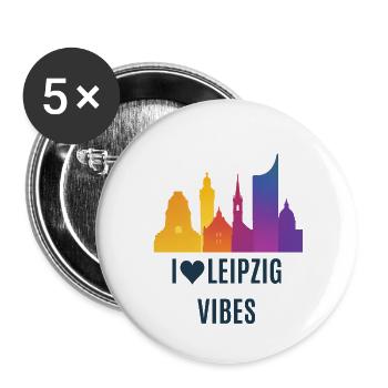 Leipzig Vibes Skyline Farbverlauf Stadt City  - Buttons klein 25 mm (5er Pack) - Weiß - Vorne