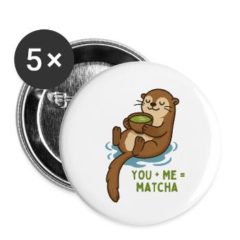 Otter mit Matcha Kuschelzeit - Buttons klein 25 mm (5er Pack) - Weiß - Vorne