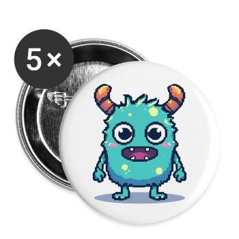 8 bits mignon pixel monstre style rétro des années 90 - Lot de 5 petits badges (25 mm) - blanc - Devant