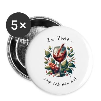 Verre à vin avec motif d’art de raisins - Lot de 5 petits badges (25 mm) - blanc - Devant