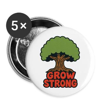 Grow Strong Tree Retro - Buttons klein 25 mm (5er Pack) - Weiß - Vorne