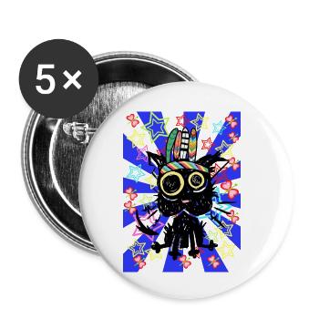 Chat Rétro Enfants Hippie - Lot de 5 petits badges (25 mm) - blanc - Devant