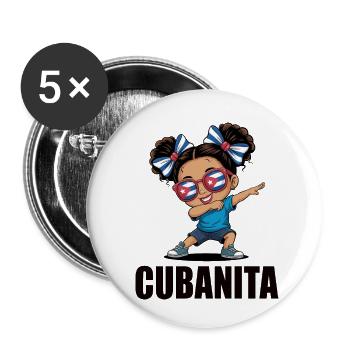 Drapeau de Cuba Jolies Cubanitas Filles Femmes - Lot de 5 petits badges (25 mm) - blanc - Devant