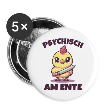 Psychiquement sur le canard drôle de dicton - Lot de 5 petits badges (25 mm) - blanc - Devant