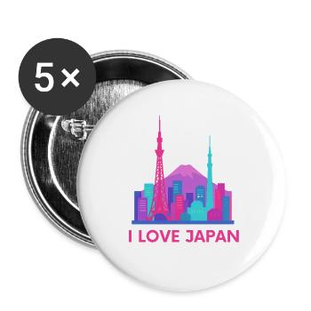 I Love Japan Skyline - Buttons small 1''/25 mm (5-pack) - white - Front