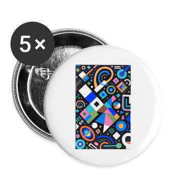 Mélange de couleurs de géométrie néon sur noir - Lot de 5 petits badges (25 mm) - blanc - Devant