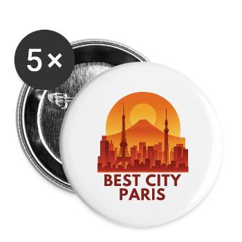Silhouette de la Meilleure Ville Paris - Lot de 5 petits badges (25 mm) - blanc - Devant