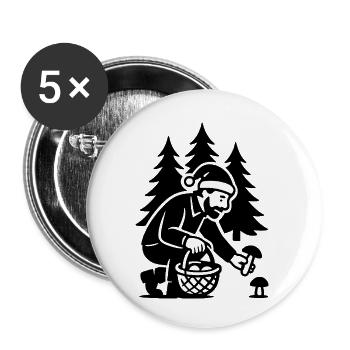 Mushroom Picker - Mushroom Picking Christmas Porcini Mushroom - Buttons small 1''/25 mm (5-pack) - white - Front