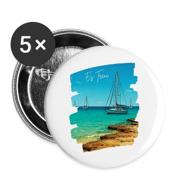 Es Trenc - Majorque - Lot de 5 petits badges (25 mm) - blanc - Devant