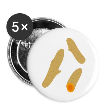 Trio de racines de curcuma minimaliste - Lot de 5 petits badges (25 mm) - blanc - Devant