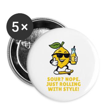 Zitrus-Skater: Stilvoll Rollend - Buttons klein 25 mm (5er Pack) - Weiß - Vorne
