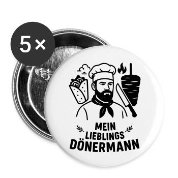 Lieblings Dönermann - Buttons klein 25 mm (5er Pack) - Weiß - Vorne