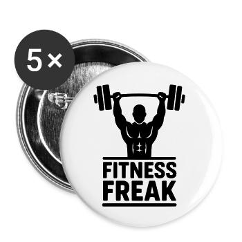 Fitness Freak Silhouette - Buttons small 1''/25 mm (5-pack) - white - Front