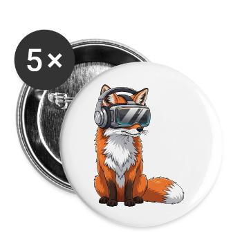 Fox Gamer Cartoon Player Virtual Reality - Buttons small 1''/25 mm (5-pack) - white - Front