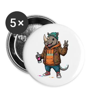 Rhino Streetwear Kunstspray - Buttons klein 25 mm (5er Pack) - Weiß - Vorne