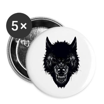 Wolf - Buttons klein 25 mm (5er Pack) - Weiß - Vorne