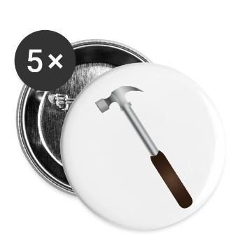 Carpenter's hammer – symbol of true craftsmanship - Buttons small 1''/25 mm (5-pack) - white - Front