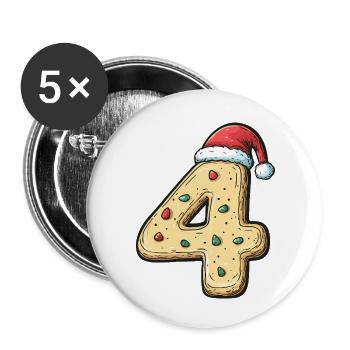 Biscuit de Noël à 4 chiffres - Lot de 5 petits badges (25 mm) - blanc - Devant