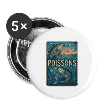 Fische Sternzeichen - Astrologie - Buttons klein 25 mm (5er Pack) - Weiß - Vorne