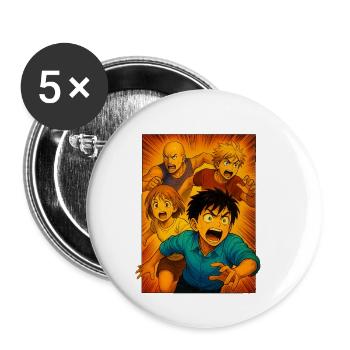 Groupe de course Aventure Manga - Lot de 5 petits badges (25 mm) - blanc - Devant