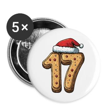 Biscuit de Noël à 17 chiffres - Lot de 5 petits badges (25 mm) - blanc - Devant