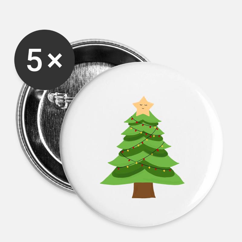 Kleiner Weihnachtsbaum - Buttons klein 25 mm (5er Pack) - Weiß