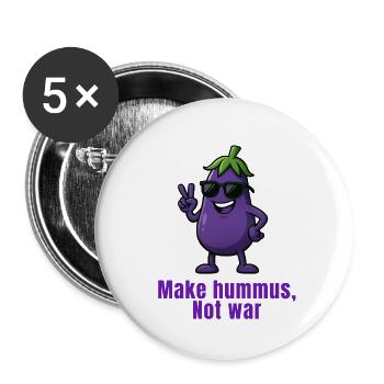 Hummus - Aubergine Cartoon Karikatur  - Buttons klein 25 mm (5er Pack) - Weiß - Vorne