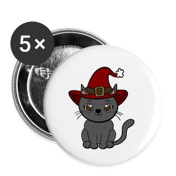Noël chat - Lot de 5 petits badges (25 mm) - blanc - Devant