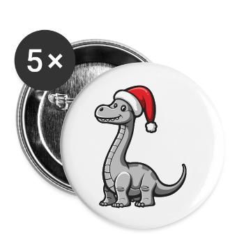 Dinosaurier brontosaurus Weihnachten - Buttons klein 25 mm (5er Pack) - Weiß - Vorne