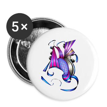 Farbige Spiral- und Fächerkunst - Buttons klein 25 mm (5er Pack) - Weiß - Vorne