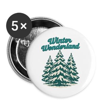 Winter Wonderland Pines - Buttons small 1''/25 mm (5-pack) - white - Front