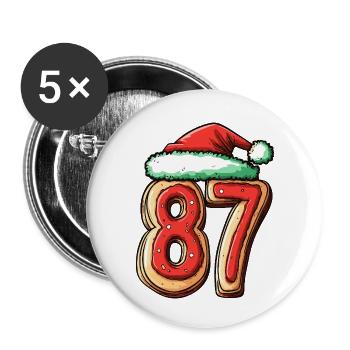 Biscuit de Noël à 87 chiffres - Lot de 5 petits badges (25 mm) - blanc - Devant