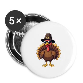 Thanksgiving Drôle Dinde de Thanksgiving - Lot de 5 petits badges (25 mm) - blanc - Devant