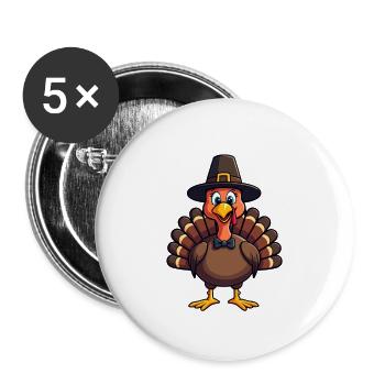 Thanksgiving Drôle Dinde de Thanksgiving - Lot de 5 petits badges (25 mm) - blanc - Devant
