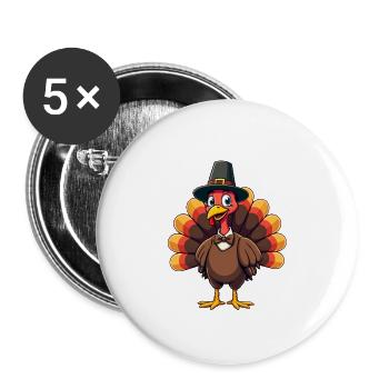 Thanksgiving Drôle Dinde de Thanksgiving - Lot de 5 petits badges (25 mm) - blanc - Devant