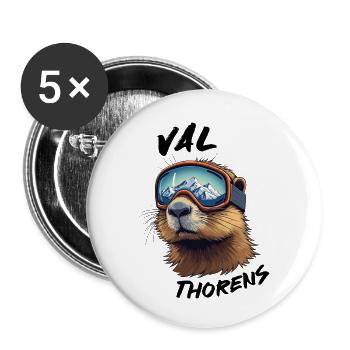 Val Thorens Ski 3 Vallées Plus Haute Station - Lot de 5 petits badges (25 mm) - blanc - Devant