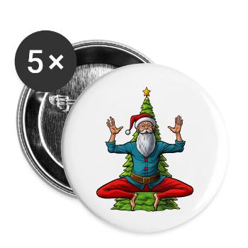 Yogis Weihnachten - Buttons klein 25 mm (5er Pack) - Weiß - Vorne