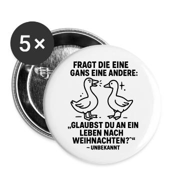 Une blague de Noël sur l’oie : La vie après - Lot de 5 petits badges (25 mm) - blanc - Devant